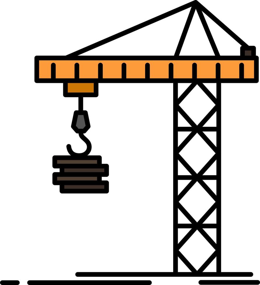 Crane Building Construction Constructing Tower  Flat Color Icon Vector icon banner Template