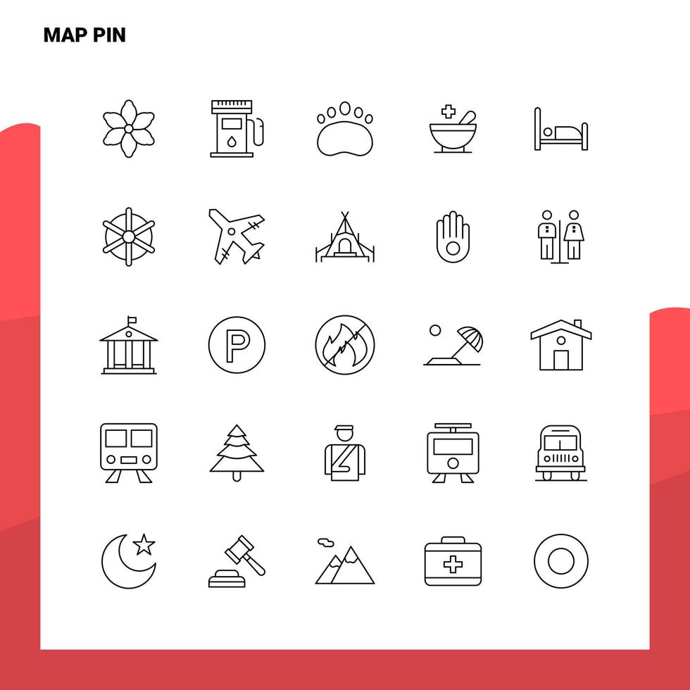 Set of Map Pin Line Icon set 25 Icons Vector Minimalism Style Design Black Icons Set Linear pictogram pack