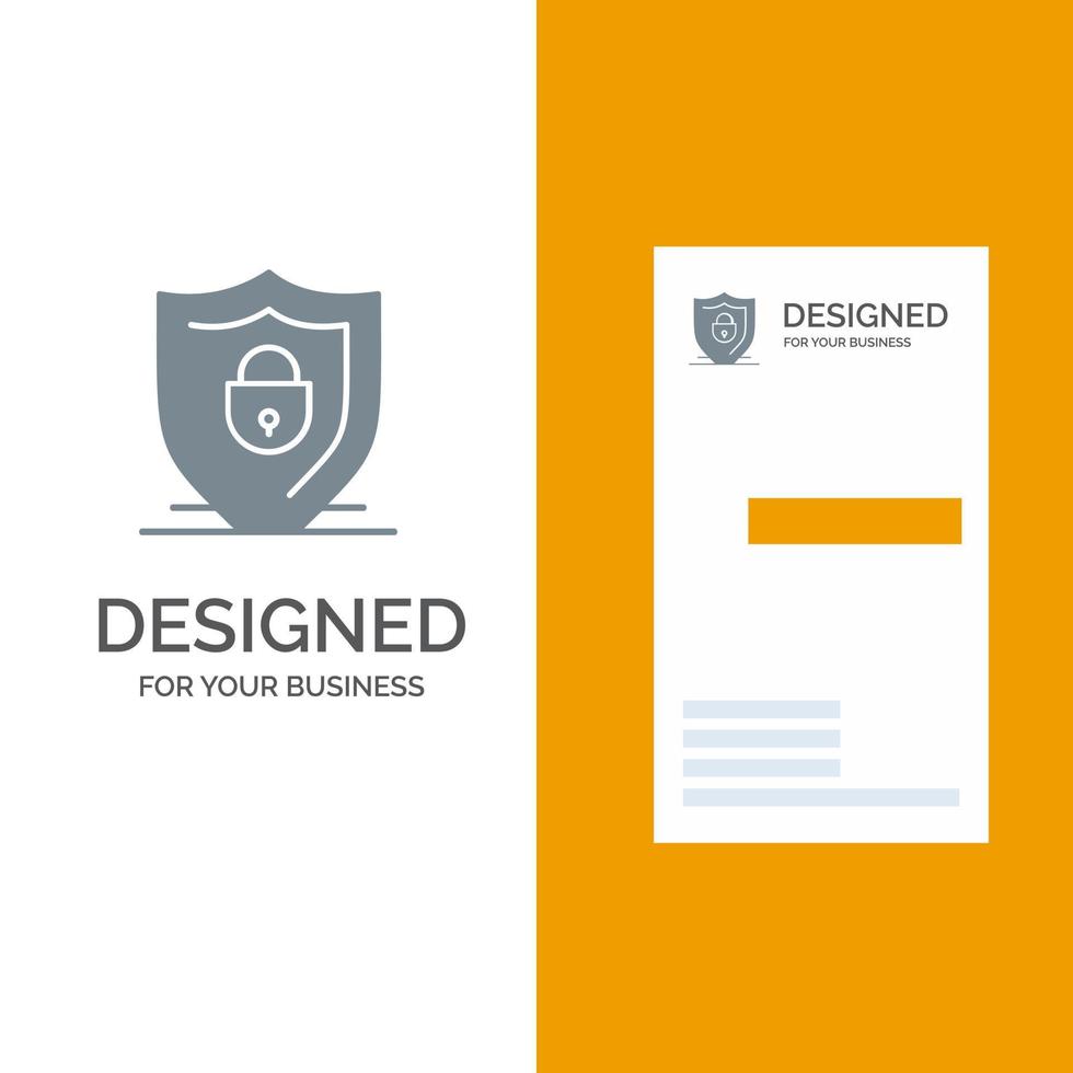 Internet Shield Lock Security Grey Logo Design and Business Card Template vector