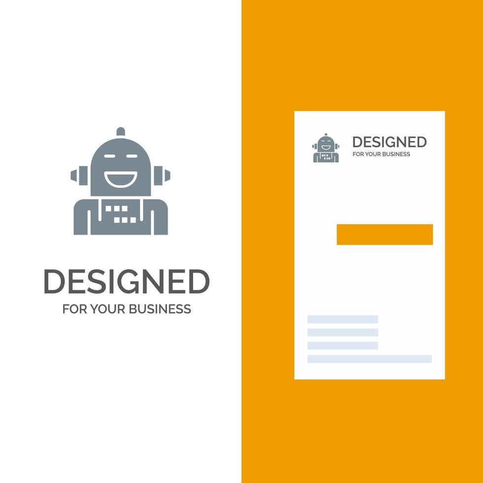 Android Artificial Emotion Emotional Feeling Grey Logo Design and Business Card Template vector