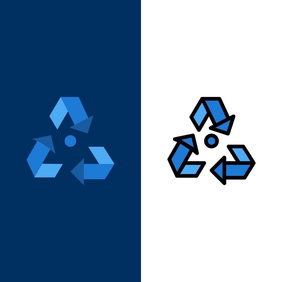 Eco Ecology Environment Garbage Green  Icons Flat and Line Filled Icon Set Vector Blue Background