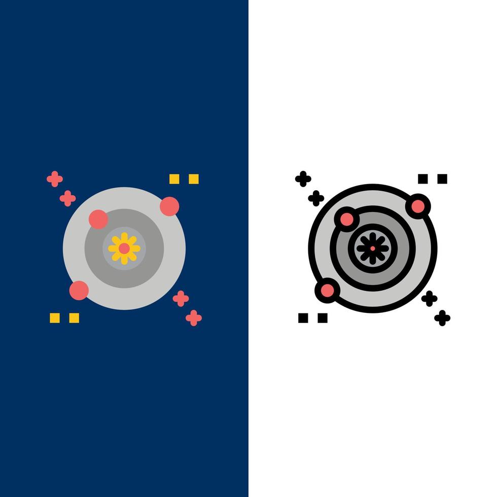Galaxy Orbit Space  Icons Flat and Line Filled Icon Set Vector Blue Background
