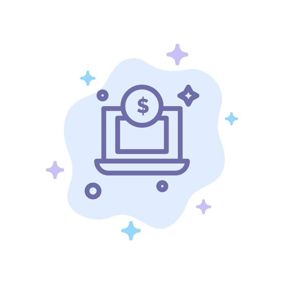Laptop Dollar Money Blue Icon on Abstract Cloud Background vector