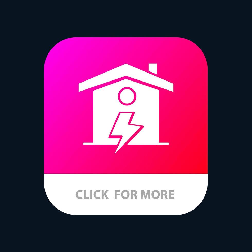 botón de la aplicación móvil home house energy power versión de glifo de android e ios vector