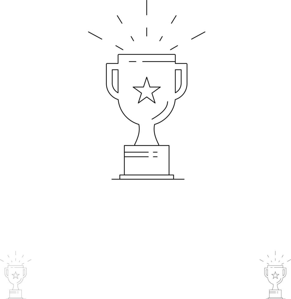 Cup Medal Prize Trophy Bold and thin black line icon set vector