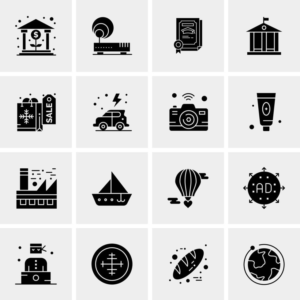 16 iconos de negocios universales vector ilustración de icono creativo para usar en proyectos relacionados con la web y dispositivos móviles