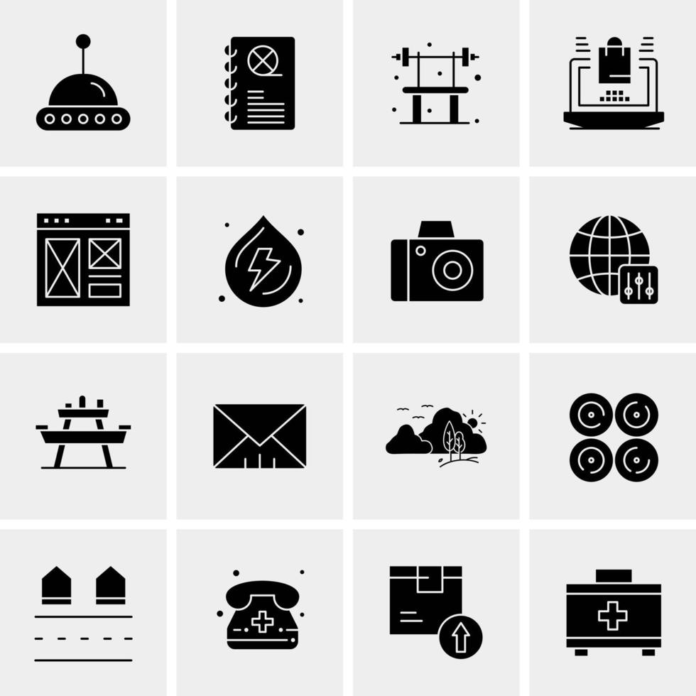 16 iconos de negocios universales vector ilustración de icono creativo para usar en proyectos relacionados con la web y dispositivos móviles