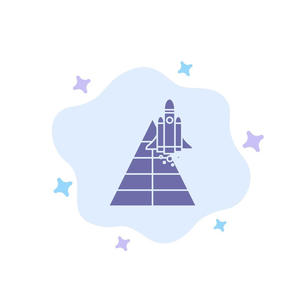 La nave espacial de la aeronave de la estación espacial lanza un icono azul en el fondo de la nube abstracta vector