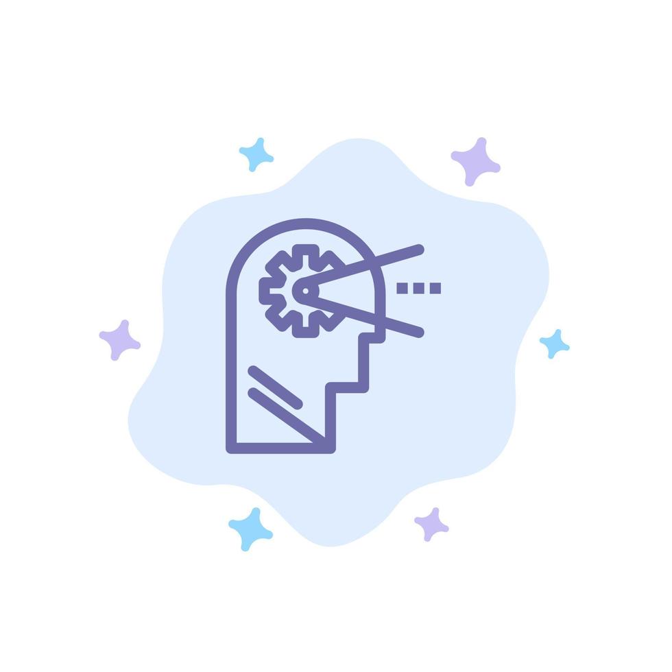 proceso cognitivo mente cabeza icono azul sobre fondo de nube abstracta vector