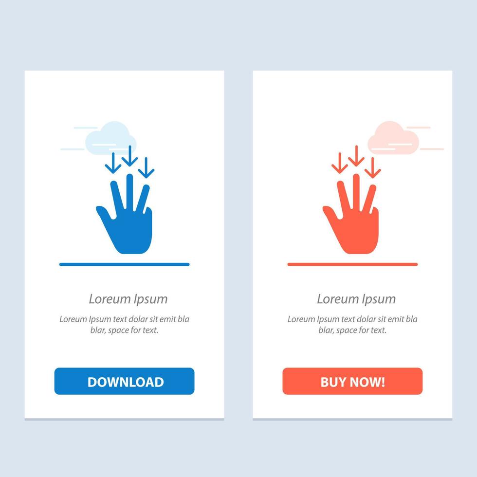 Finger Down Arrow Gestures  Blue and Red Download and Buy Now web Widget Card Template vector