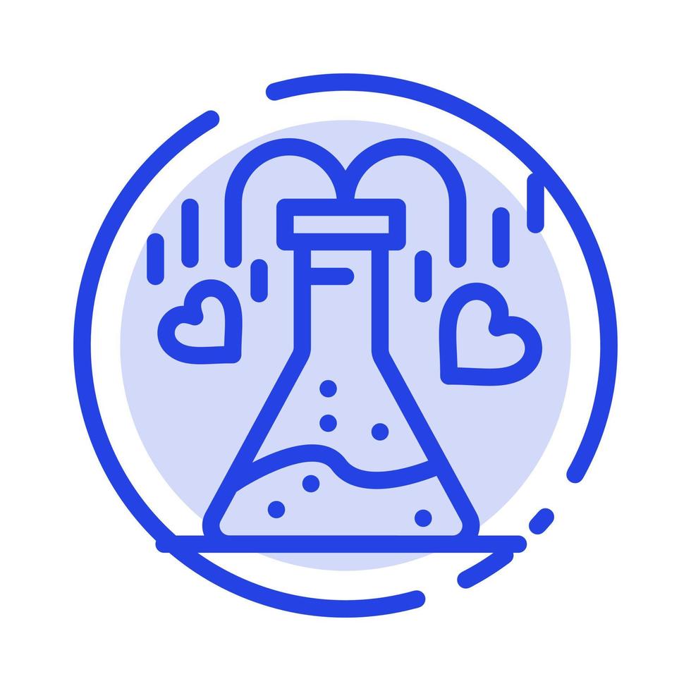 Chemical Flask Heart Love Blue Dotted Line Line Icon vector