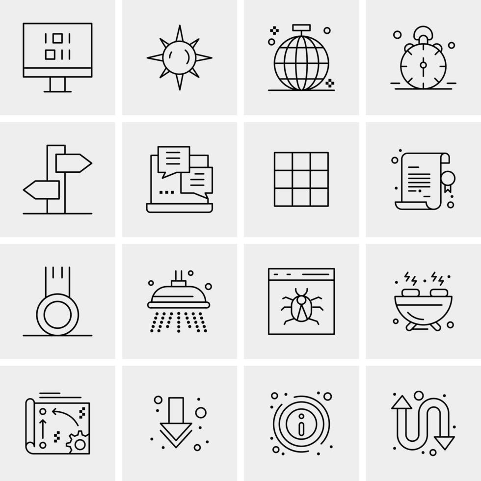 16 iconos de negocios universales vector ilustración de icono creativo para usar en proyectos relacionados con la web y dispositivos móviles