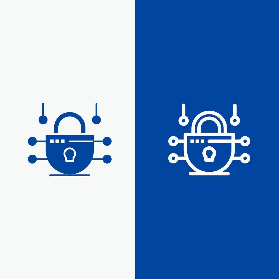 Internet Network Network Security Line and Glyph Solid icon Blue banner Line and Glyph Solid icon Blue banner vector