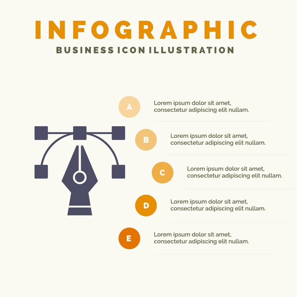 Design Graphic Tool Solid Icon Infographics 5 Steps Presentation Background vector