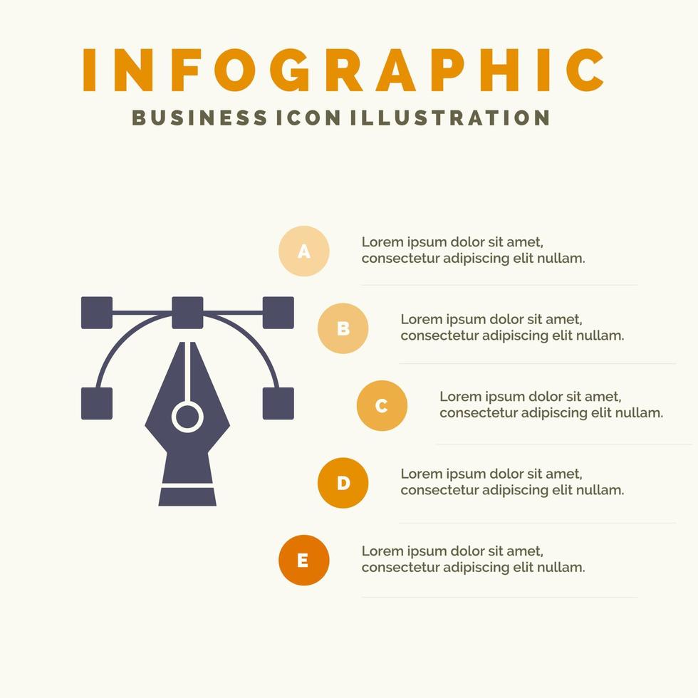 diseño gráfico herramienta sólido icono infografía 5 pasos presentación antecedentes vector