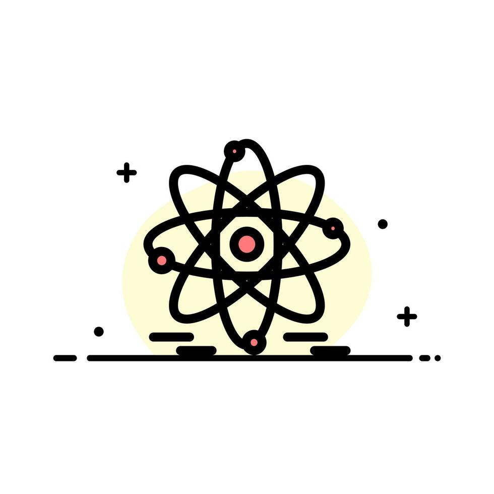átomo educación nuclear negocio línea plana icono lleno vector banner plantilla
