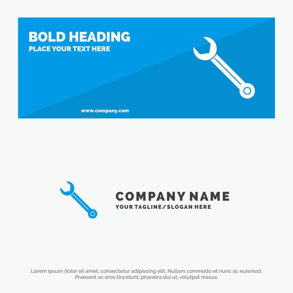 Wrench Adjustable Building Construction Repair SOlid Icon Website Banner and Business Logo Template vector