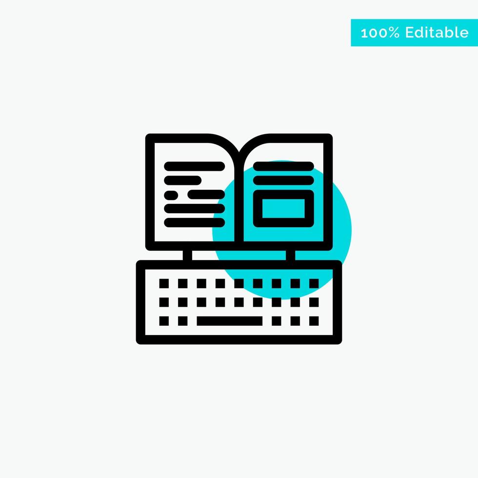 Key Keyboard Book Facebook turquoise highlight circle point Vector icon