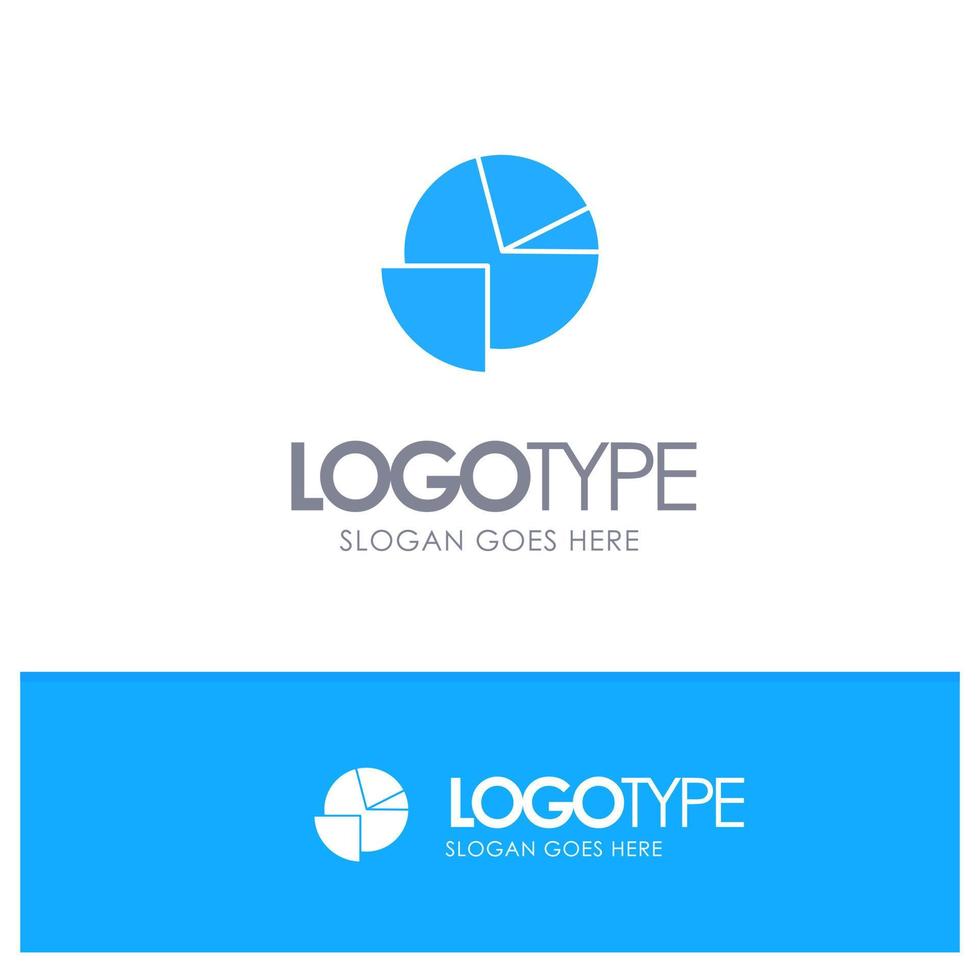 gráfico de análisis gráfico circular logotipo sólido azul con lugar para el eslogan vector