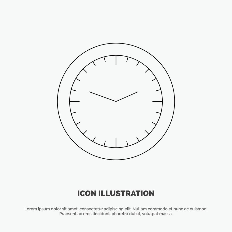 Clock Office Time Wall Watch Line Icon Vector