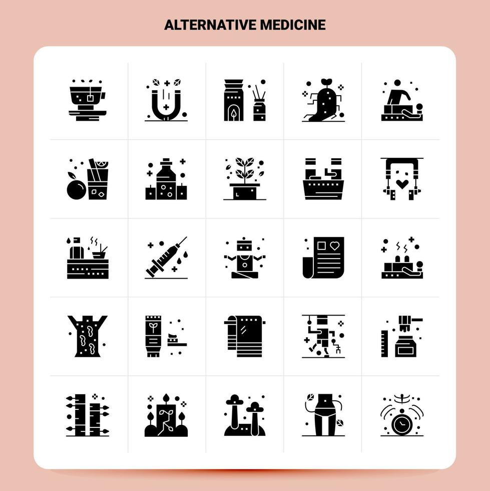 Solid 25 Alternative Medicine Icon set Vector Glyph Style Design Black Icons Set Web and Mobile Business ideas design Vector Illustration