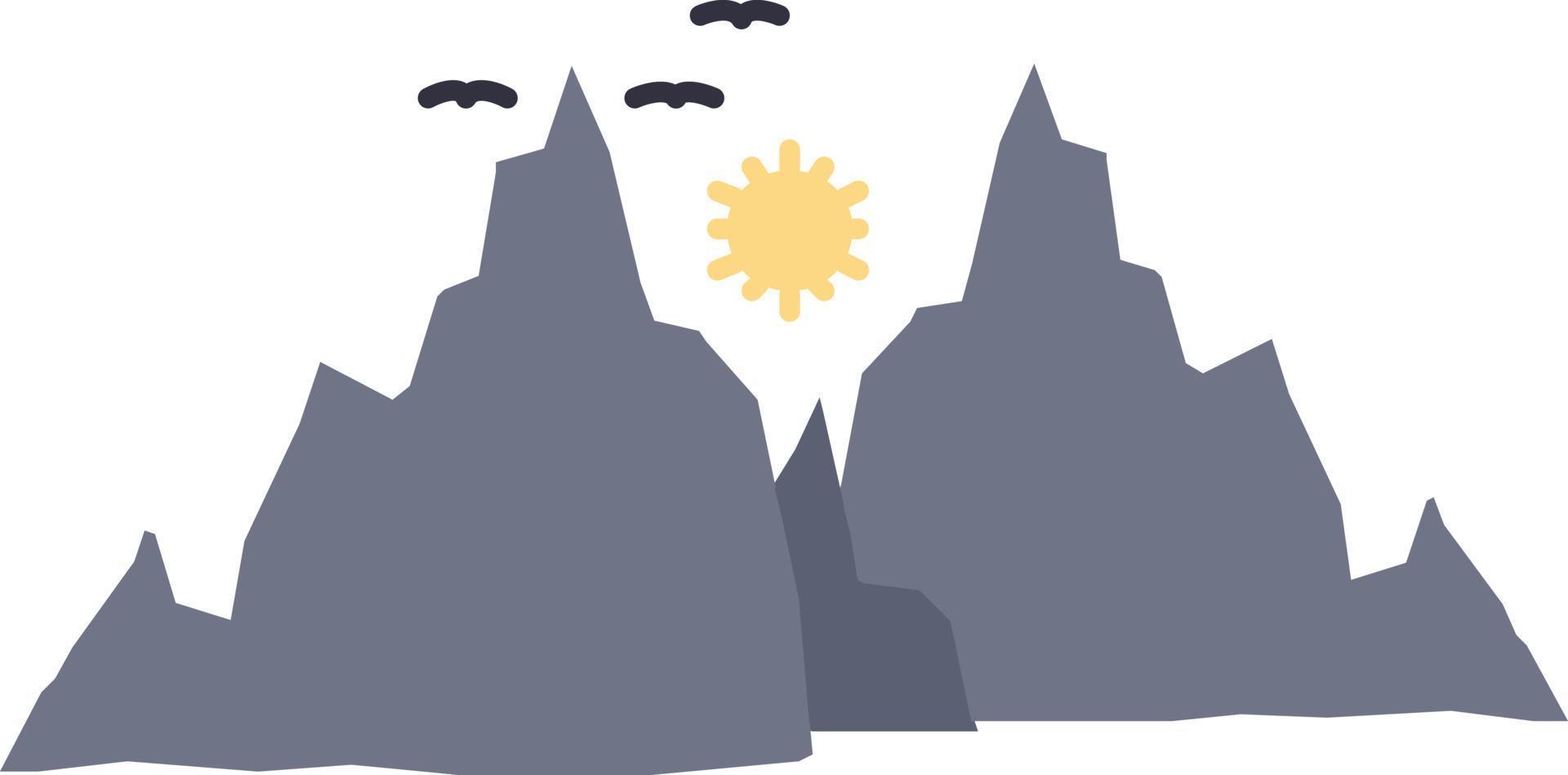 montaña paisaje colina naturaleza sol color plano icono vector