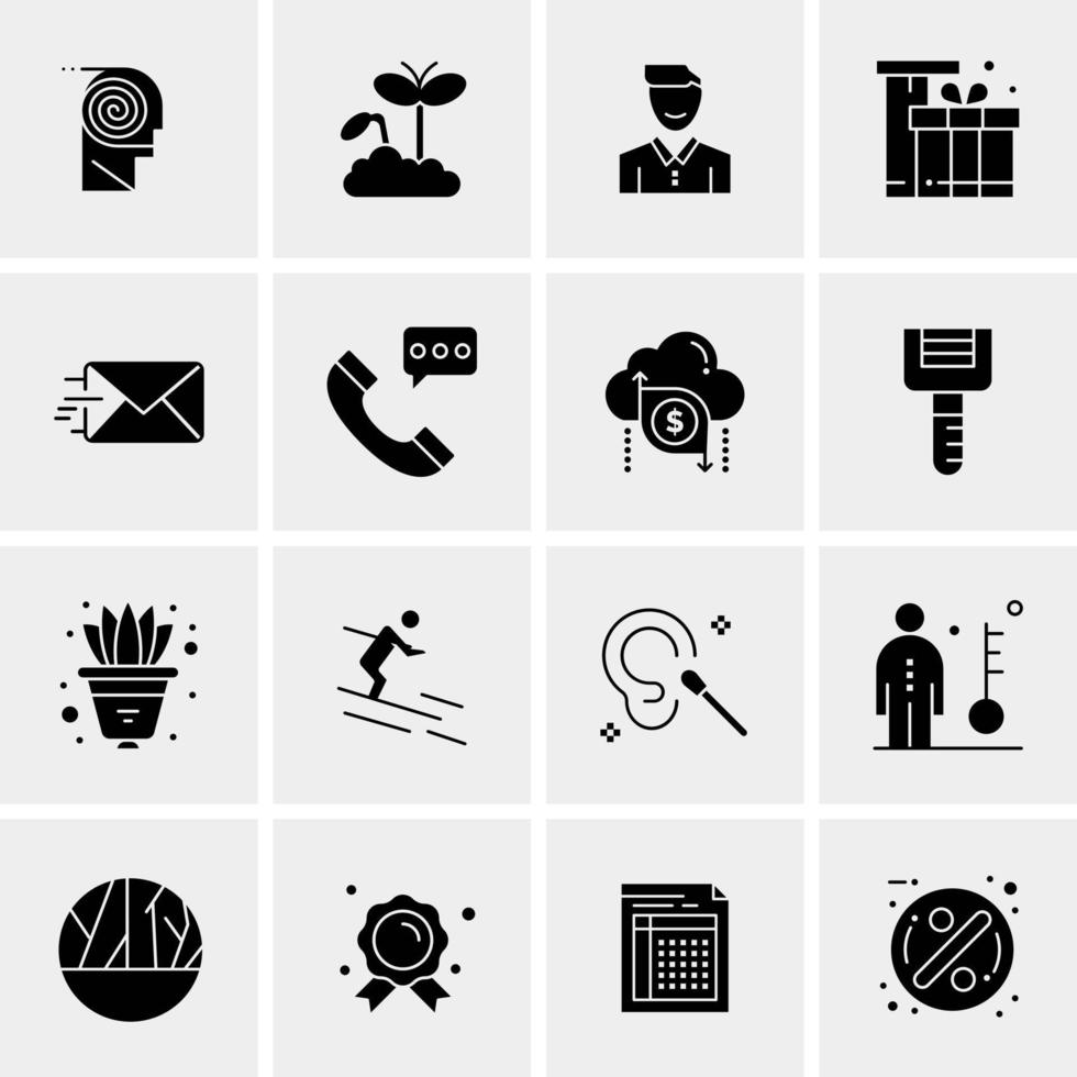 16 iconos de negocios universales vector ilustración de icono creativo para usar en proyectos relacionados con la web y dispositivos móviles