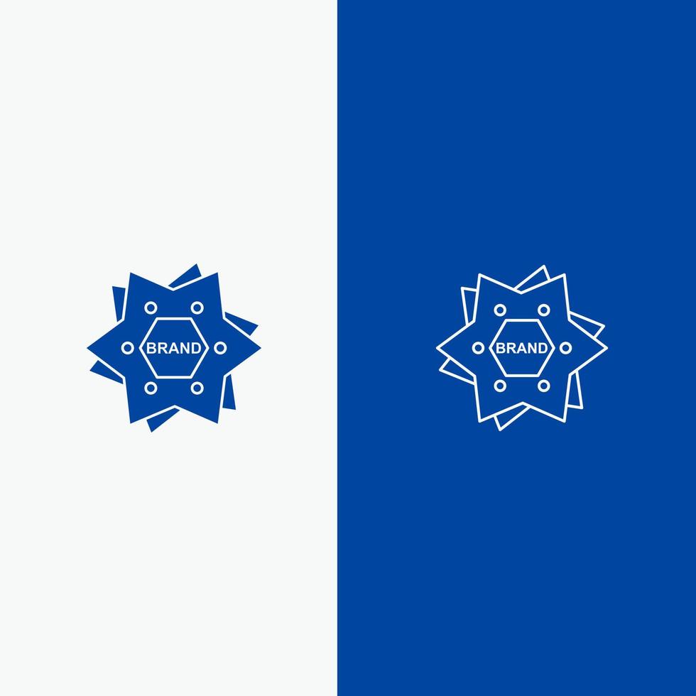 marca de estrella logotipo de marca línea de forma y glifo icono sólido banner azul línea y glifo icono sólido banner azul vector