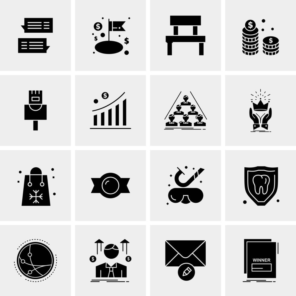 16 iconos de negocios universales vector ilustración de icono creativo para usar en proyectos relacionados con la web y dispositivos móviles