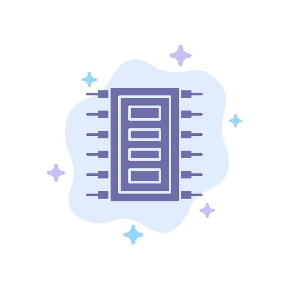 La computadora con chip de hardware tecnológico conecta el icono azul en el fondo abstracto de la nube vector