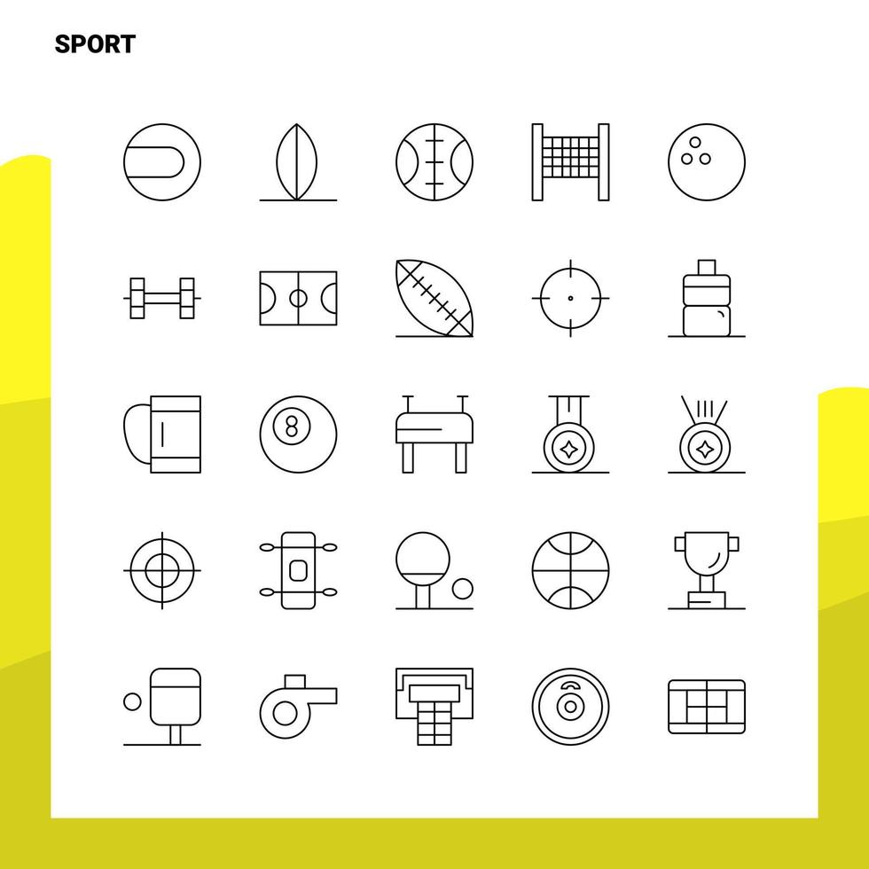 conjunto de iconos de línea deportiva conjunto 25 iconos diseño de estilo minimalista vectorial conjunto de iconos negros paquete de pictogramas lineales vector