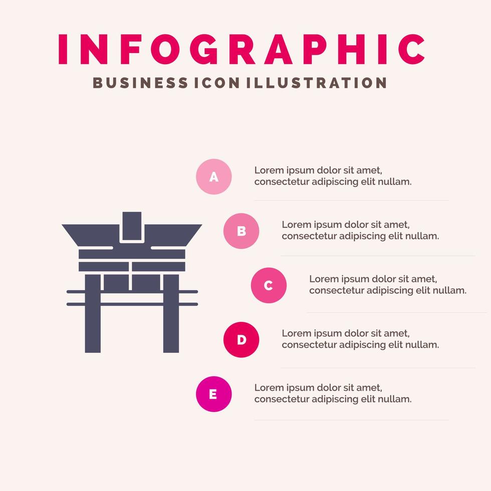 Gate Bridge China Chinese Infographics Presentation Template 5 Steps Presentation vector