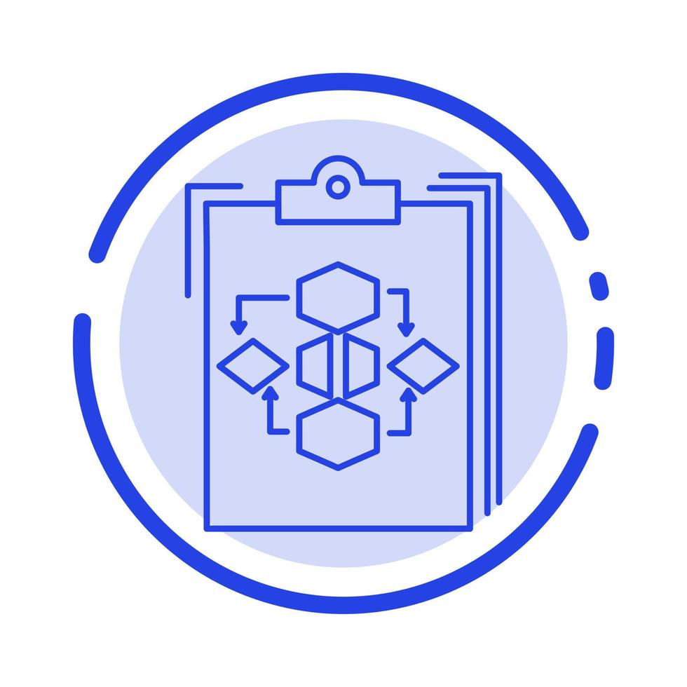Clipboard Business Diagram Flow Process Work Workflow Blue Dotted Line Line Icon vector