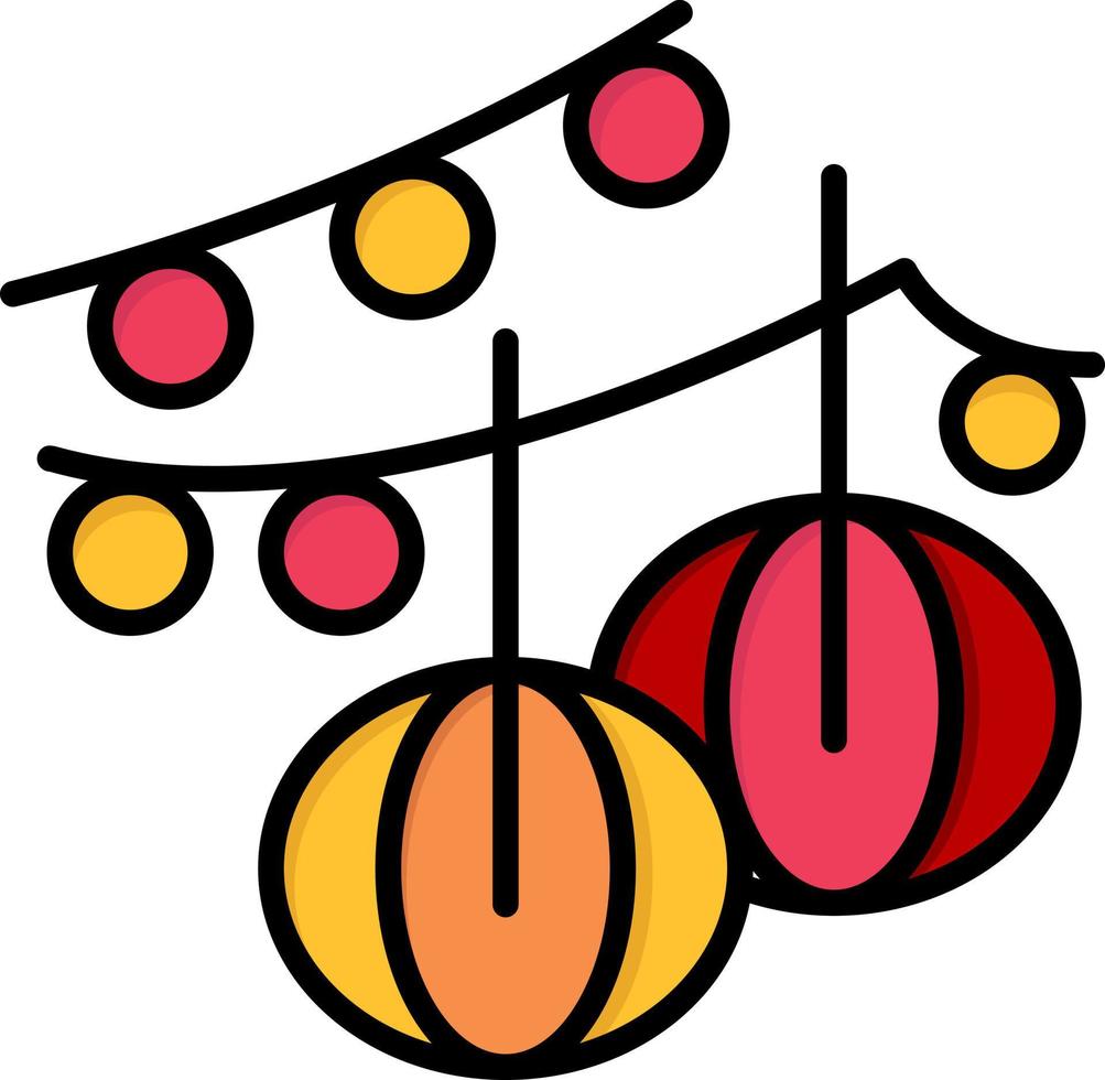 Decoration Balls Hanging Lantern  Flat Color Icon Vector icon banner Template