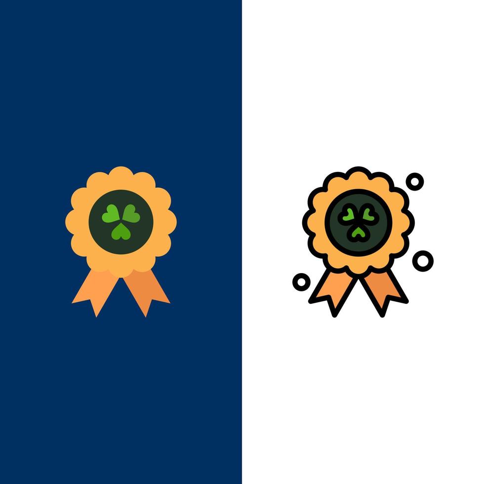 Award Medal Ireland  Icons Flat and Line Filled Icon Set Vector Blue Background
