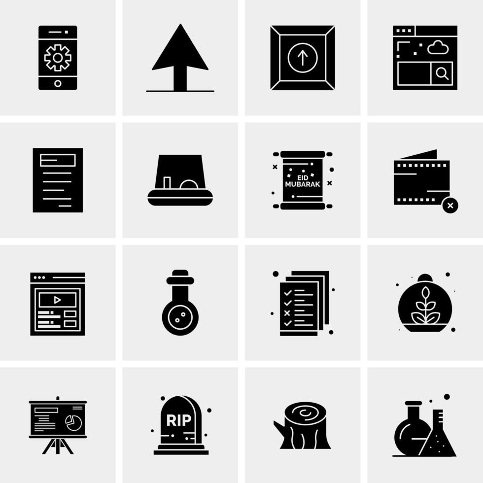 16 iconos de negocios universales vector ilustración de icono creativo para usar en proyectos relacionados con la web y dispositivos móviles