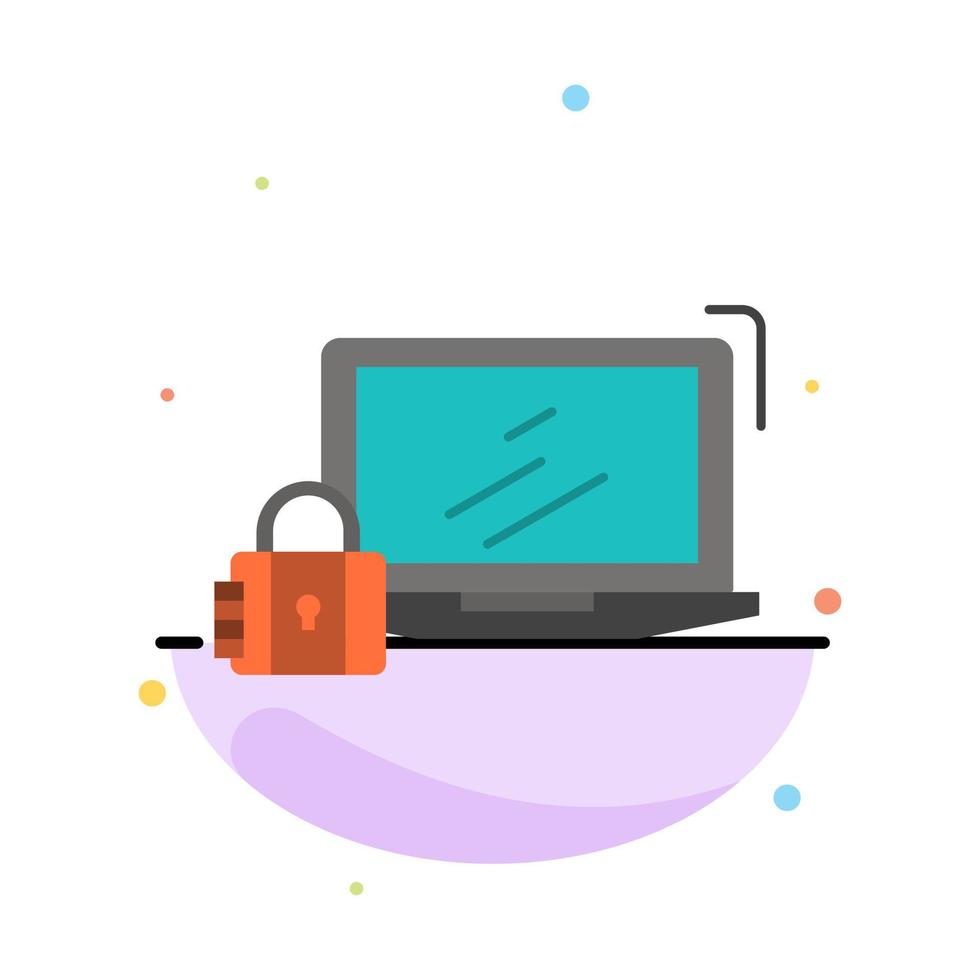 Computer Padlock Security Lock Login Abstract Flat Color Icon Template vector