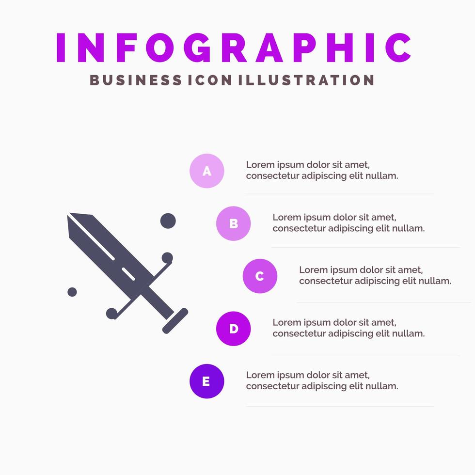 competición esgrima máscara olímpico sólido icono infografía 5 pasos presentación antecedentes vector