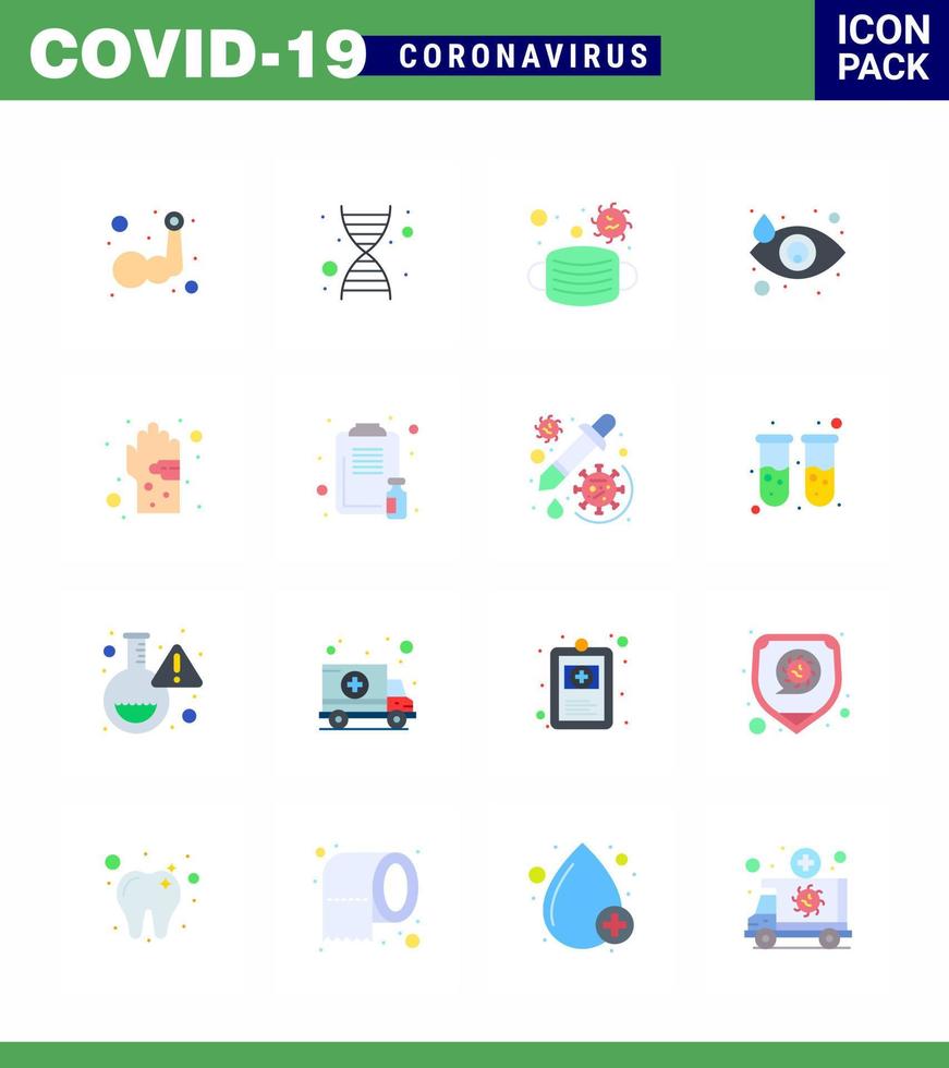 Simple Set of Covid19 Protection Blue 25 icon pack icon included dirty tear face eye crying viral coronavirus 2019nov disease Vector Design Elements