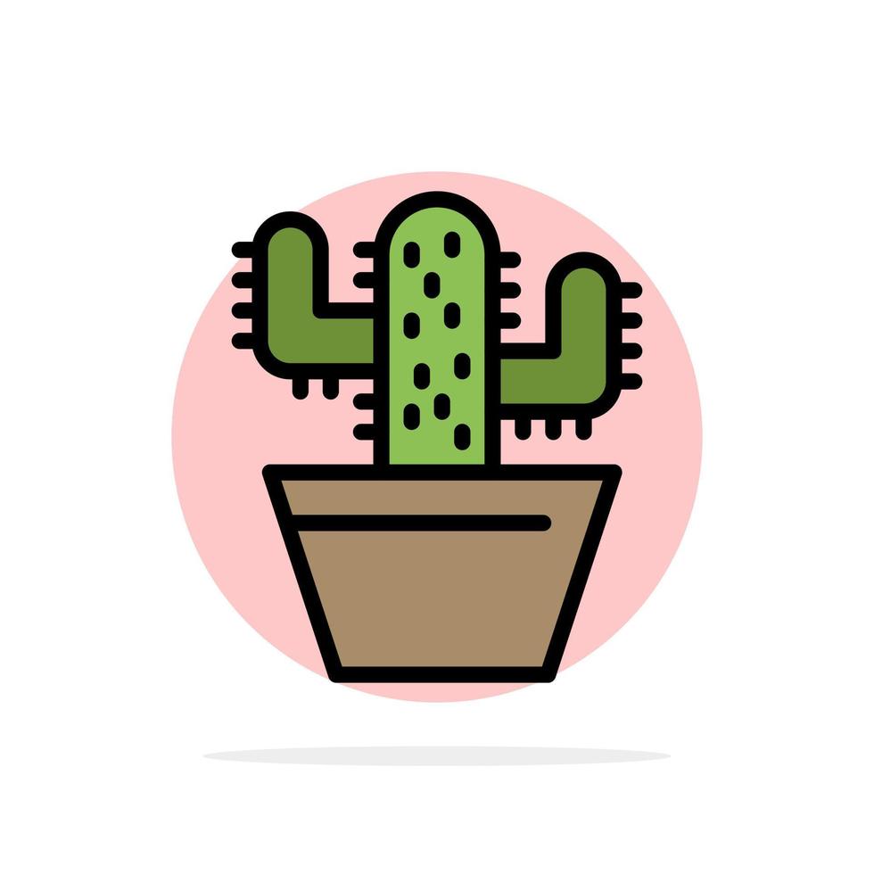 Cactus Nature Pot Spring Abstract Circle Background Flat color Icon vector