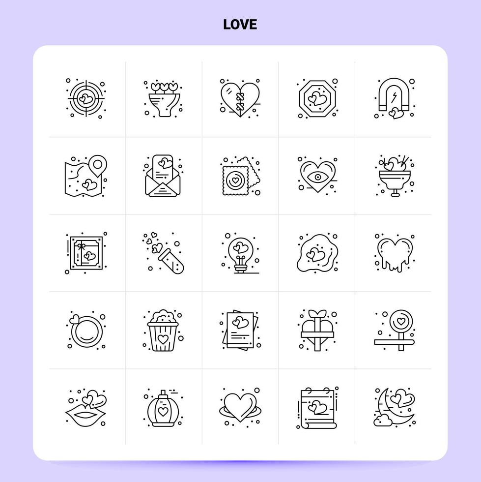 contorno 25 conjunto de iconos de amor diseño de estilo de línea vectorial conjunto de iconos negros paquete de pictogramas lineales ideas de negocios web y móviles diseño ilustración vectorial vector