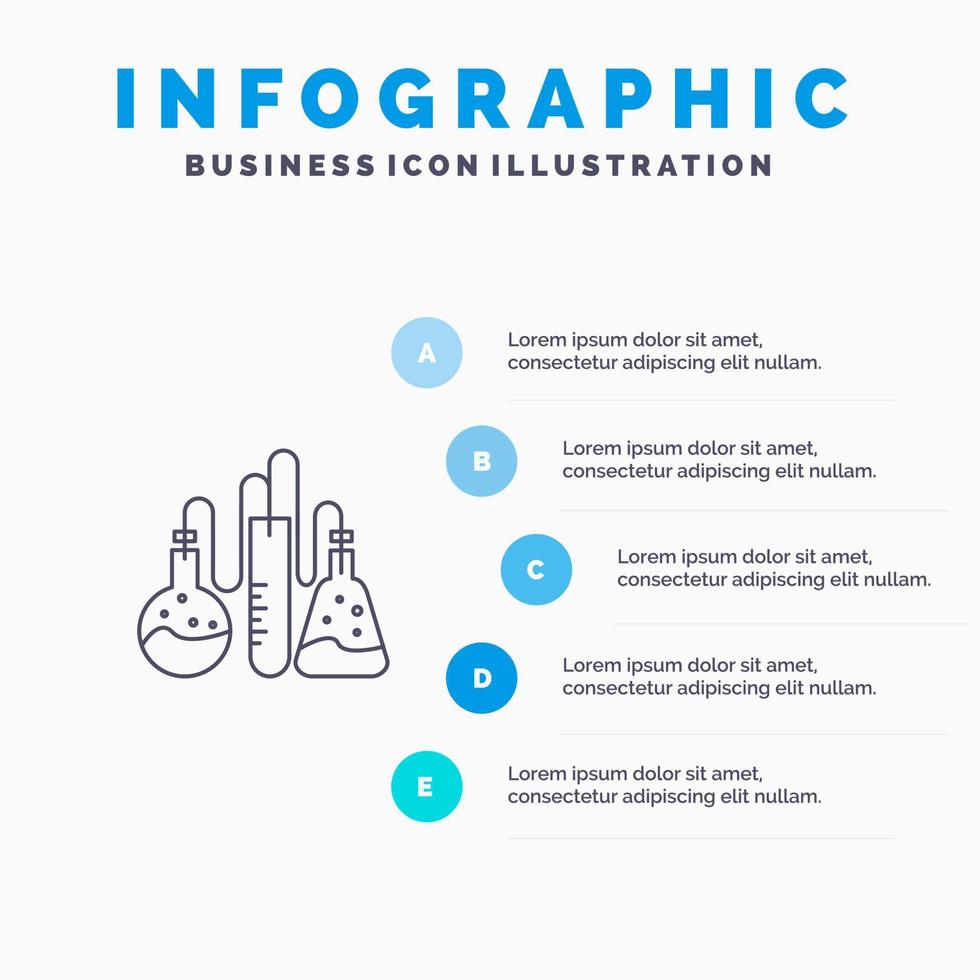 Chemical Dope Lab Science Line icon with 5 steps presentation infographics Background vector