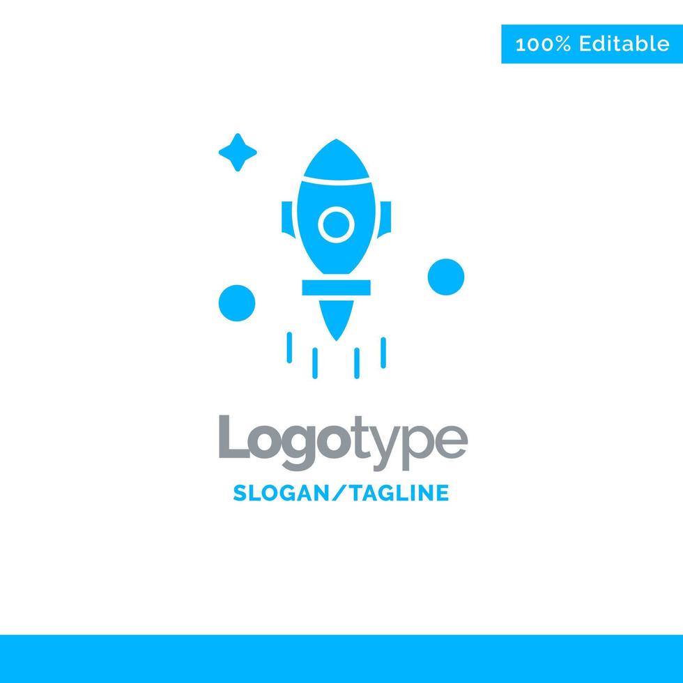 astronomía cohete espacio mosca azul sólido logotipo plantilla lugar para eslogan vector