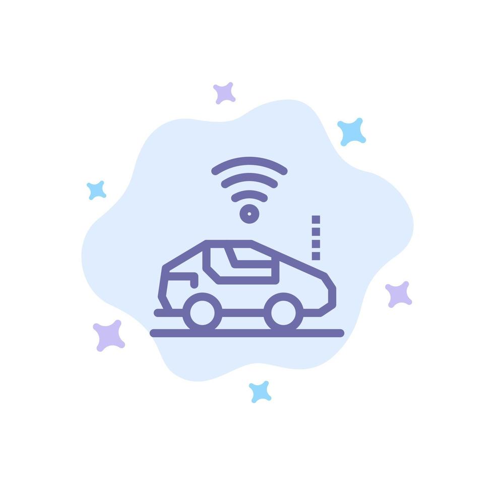 icono azul de la señal wifi del coche automático en el fondo abstracto de la nube vector