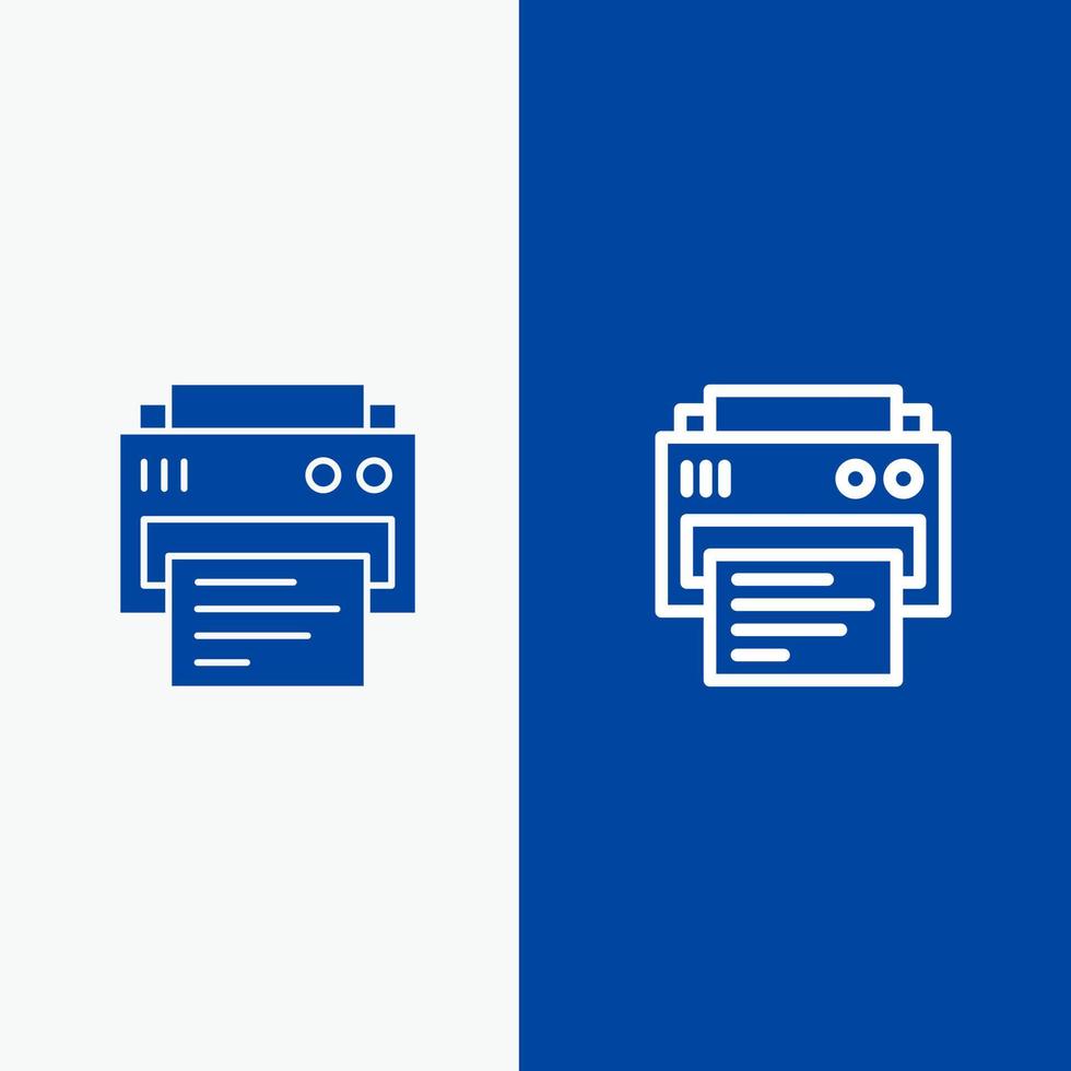 Printer Print Printing Education Line and Glyph Solid icon Blue banner vector