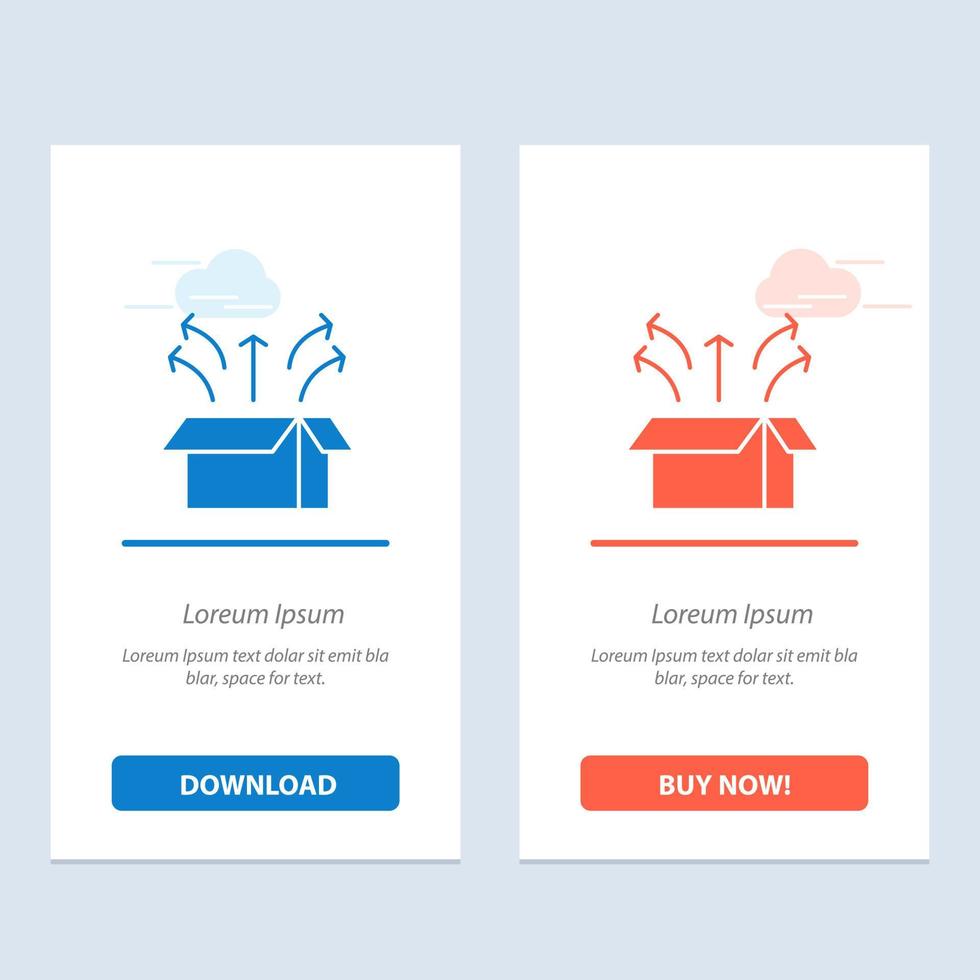 Release Box Launch Open Box Product  Blue and Red Download and Buy Now web Widget Card Template vector