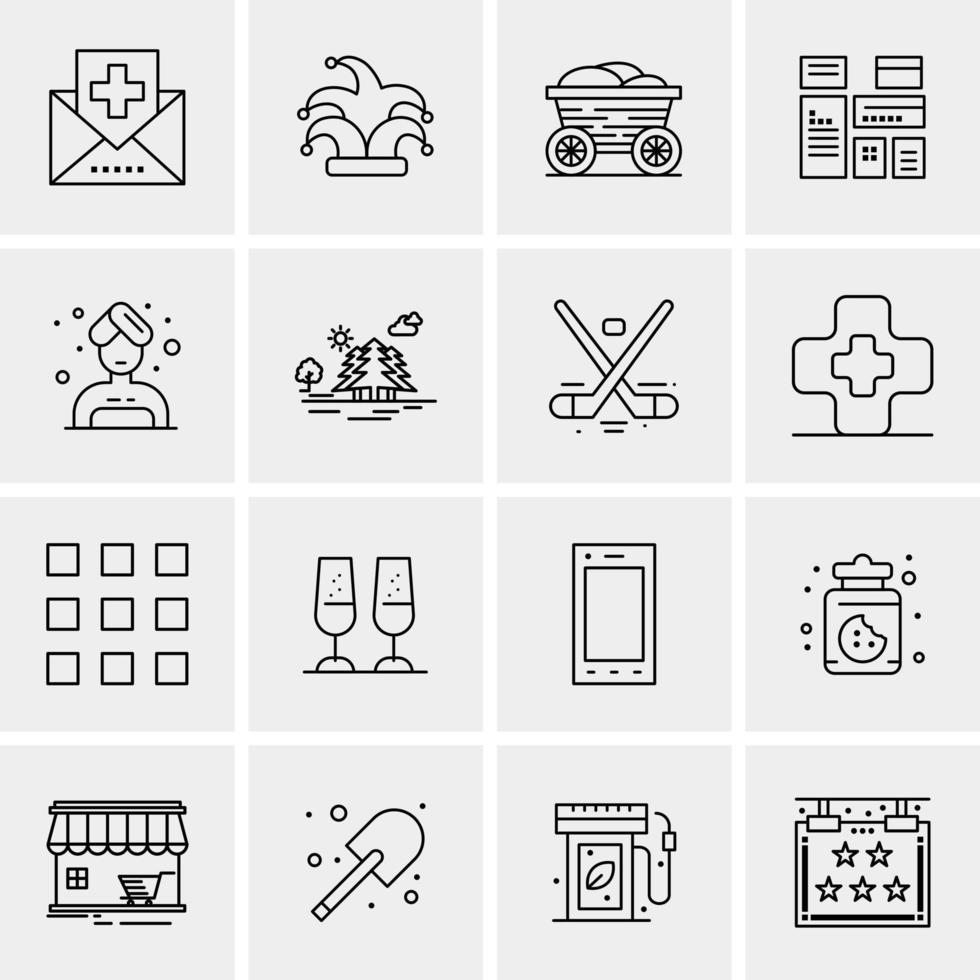 16 iconos de negocios universales vector ilustración de icono creativo para usar en proyectos relacionados con la web y dispositivos móviles