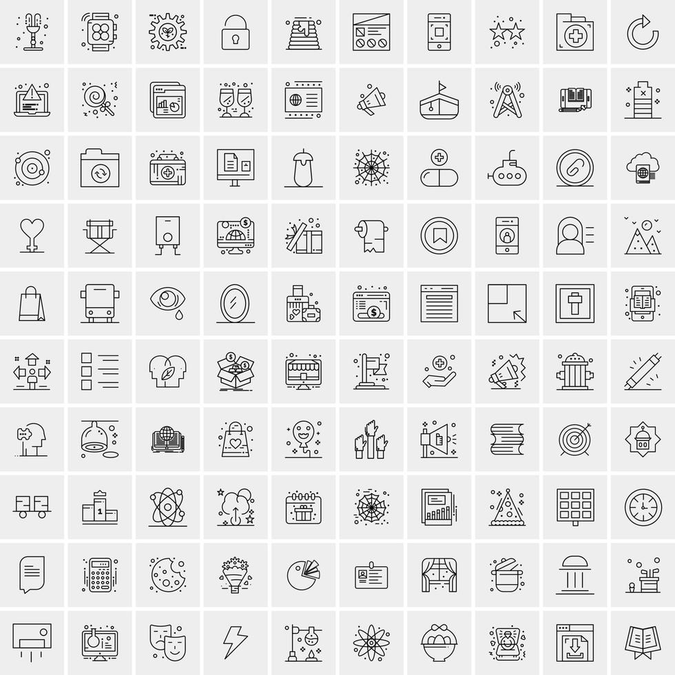 Pack of 100 Universal Line Icons for Mobile and Web vector