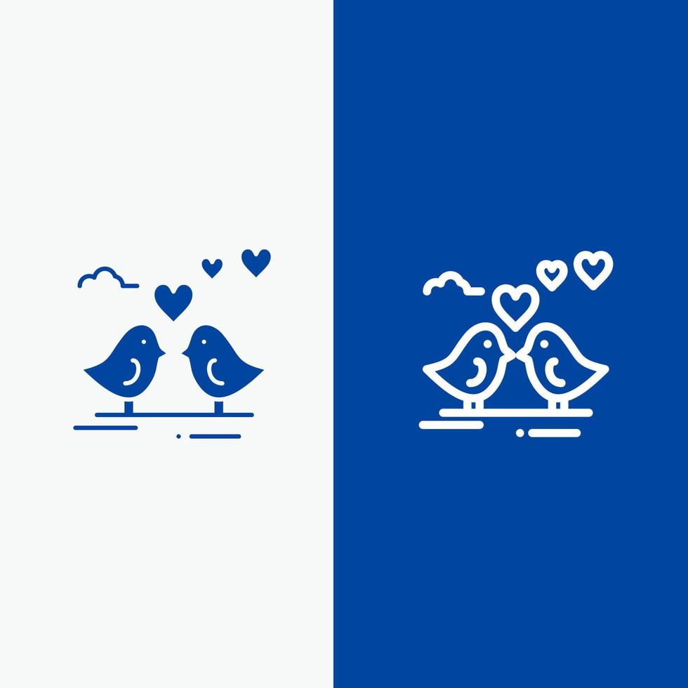 Bride Love Wedding Heart Line and Glyph Solid icon Blue banner Line and Glyph Solid icon Blue banner vector