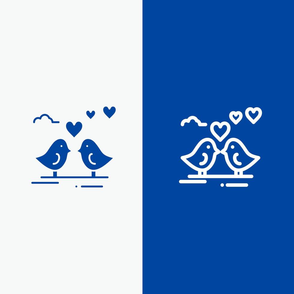 novia amor boda corazón línea y glifo icono sólido bandera azul línea y glifo icono sólido bandera azul vector